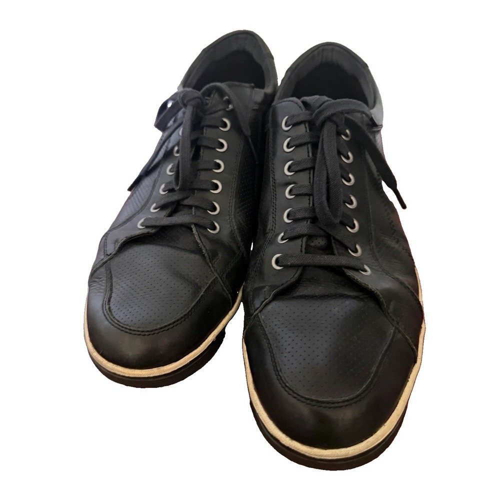 Cole Haan Men's Black Leather Perforated Lace-Up Sneakers US 12 M